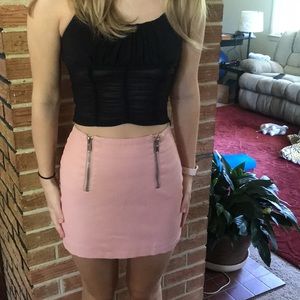 Forever21 pink mini skirt with zippers